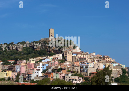 Posada with ruins of a castle, Castello della Fava, Sardinia, Italy, Europe Stock Photo