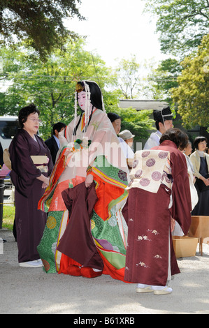 Saio dai, central character of the Aoi Matsuri, Aoi Festival, wearing a traditional headdress and valuable Kimono, Kyoto, Japan Stock Photo