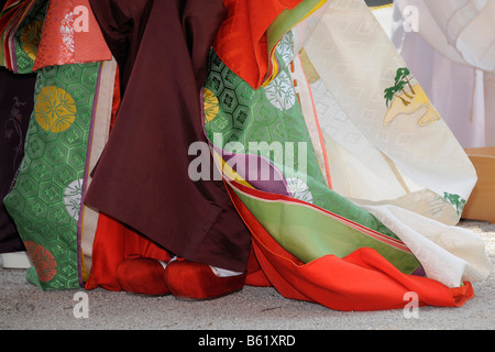 Shoes and lower section of the kimono of the Saio dai, the central character of the Aoi Matsuri, Aoi Festival, Kyoto, Japan, As Stock Photo