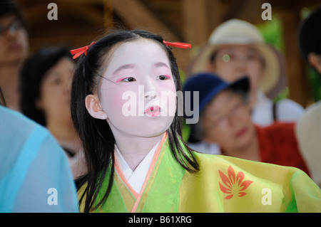 Girl of the royal household of the Saio dai, the central character of the Aoi Matsuri, Aoi Festival, Kyoto, Japan, Asia Stock Photo