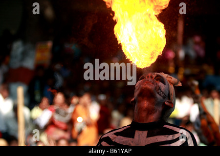 Yakshagana aritst performing during Dasara festival in Mysore India in 2008. Stock Photo