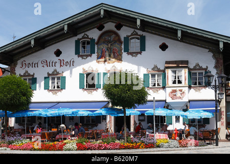 Alte Post Hotel in Oberammergau, Upper Bavaria, Germany, Europe Stock Photo