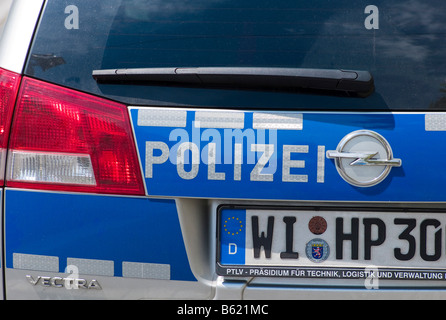 Police cars, rear view, detail, Germany, Europe Stock Photo