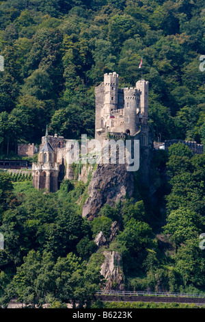 Burg Rheinstein fortress, near Assmannshausen, Rheingau, Hesse, Germany, Europe Stock Photo
