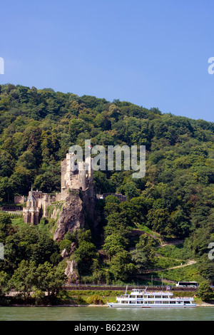 Burg Rheinstein fortress, near Assmannshausen, Rheingau, Hesse, Germany, Europe Stock Photo