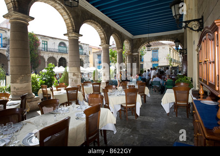 Historic restaurant in the historic city centre of Havana, Cuba, Caribbean Stock Photo