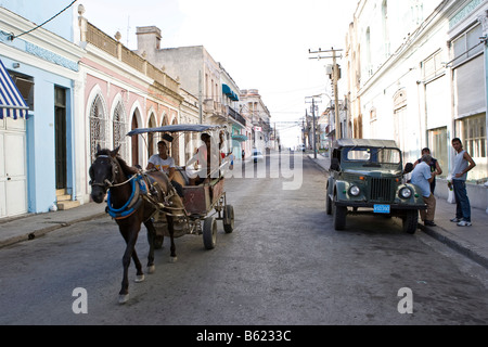 Street in Cienfuegos, Cuba, Caribbean, America Stock Photo