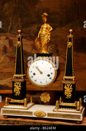 Old Napoleonic table clock in an antiques store, Bamberg, Upper Franconia, Bavaria, Germany, Europe Stock Photo