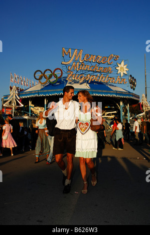 Oktoberfest, Wies'n, couple enjoying the Beer Festival, Munich, Bavaria, Germany, Europe Stock Photo
