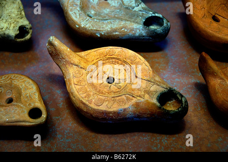 Lamps produced in North African workshops 5th century AD Greece Greek Stock Photo