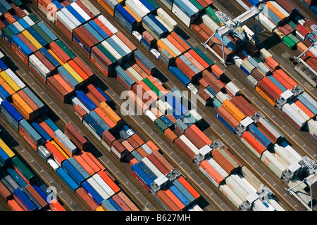 Holland, Zuid Holland, Rotterdam, Harbour, Aerial of Container port. Stock Photo