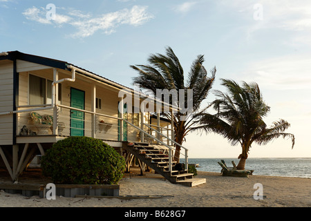 Bungalow, Turneffe Flats, Turneffe Atoll, Belize, Central America, Caribbean Stock Photo