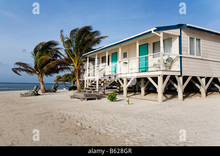 Bungalows, Turneffe Flats, Turneffe Atoll, Belize, Central America, Caribbean Stock Photo