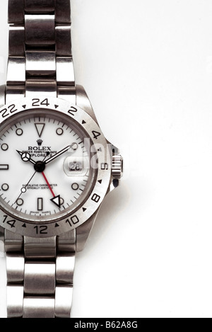 Counterfeit (fake) Men's Rolex Oyster Perpetual Explorer II wrist watch. Stock Photo