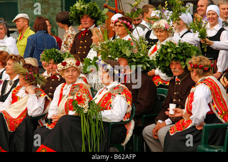 Folk group dressed in traditional costumes at the midsummer festival in Jurmala, Latvia, Baltic region, Europe Stock Photo