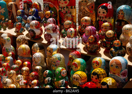 Matrjoschkas, also doll in the doll, Russian doll or falsely Babuschka, Riga, Latvia, Baltic region, Europe Stock Photo