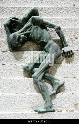 Sculpture, Mauthausen concentration camp memorial, Cimetiere du Pere Lachaise, Paris cemetery, France, Europe Stock Photo