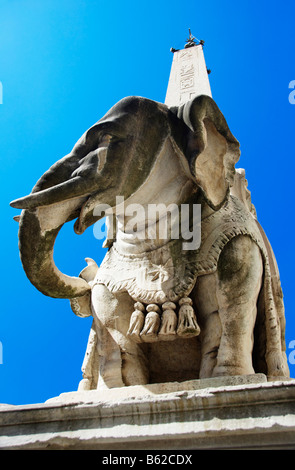 Obelisk on the back of Bernini's elephant which looks towards the Pantheon, Rome, Italy, Europe Stock Photo