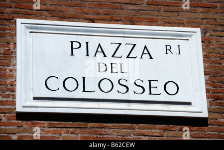 Piazza del Colosseo sign, Rome, Italy, Europe Stock Photo