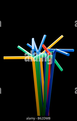 object on black utensil drinking straws Stock Photo