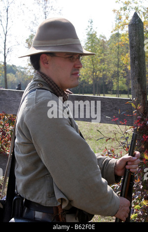 Confederate soldier during a Civil War Reenactment battle at the old Wade House Greenbush Wisconsin Stock Photo