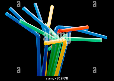 object on black utensil drinking straws Stock Photo