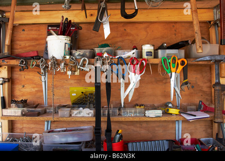 Tools on a work bench. Stock Photo