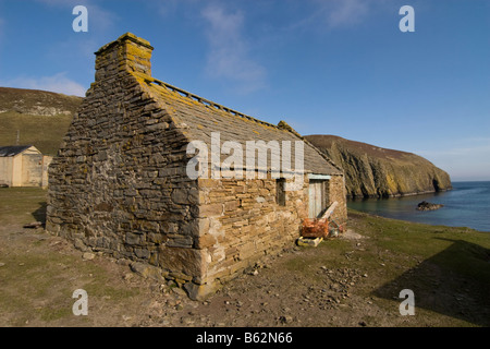 Old stone cottage Fair Isle Shetland