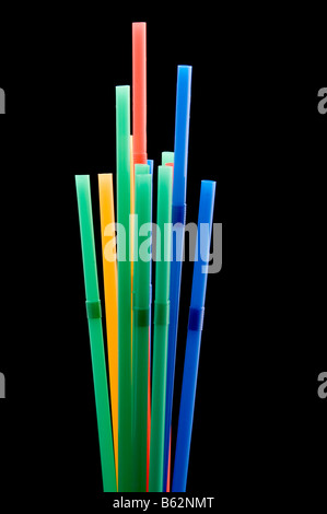 object on black utensil drinking straws Stock Photo