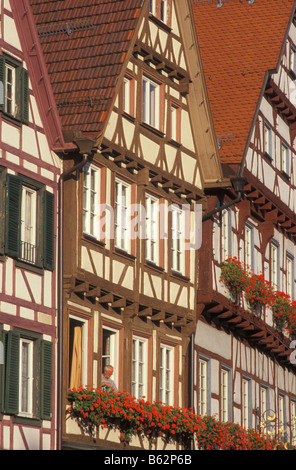 Frame Houses, Marketplace, Bad Urach, Swabian Alb, Baden Wurttemberg, Germany Stock Photo