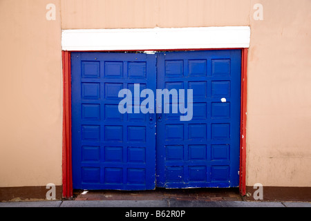Blue door, Santa Fe in New Mexico, USA Stock Photo