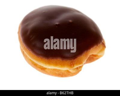 Chocolate Iced Creme Filled Doughnut Stock Photo