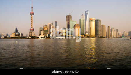 Oriental Pearl World Trade Centre and Jin Mao Buidling Shanghai China Stock Photo