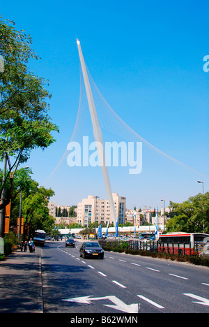 Israel Jerusalem Chords bridge at the entrance to the city designed by santiago Calatrava Stock Photo