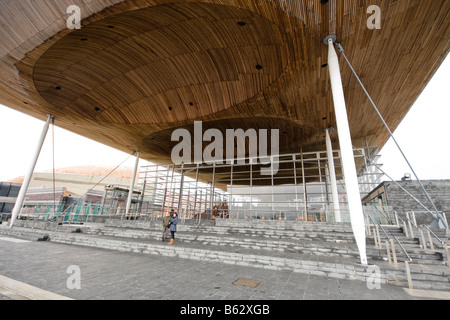 Facade of Welsh National Assembly Building at Cardiff Bay in Wales, United Kingdom Stock Photo
