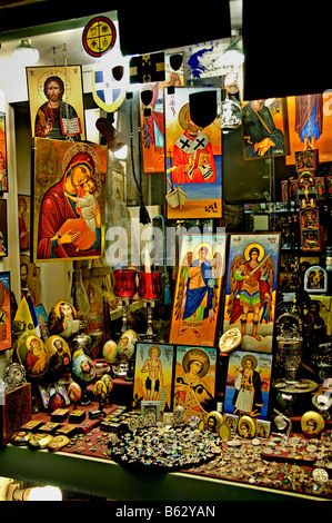 Athens Plaka shopping district Christian catholic religion holy cross Christ Athens Greece Greek Stock Photo