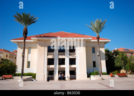 Israel Tel Aviv Neve Tzedek Suzanne Dellal cultural center entrance to main building with 2 palm trees Stock Photo