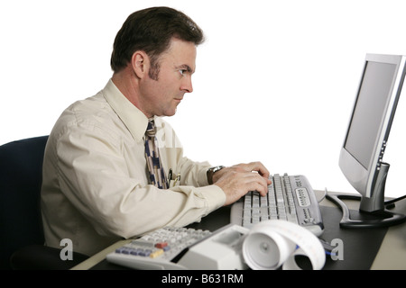 An accountant using an online program to do income taxes Stock Photo