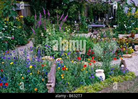 A natural wildlife garden in flower Stock Photo