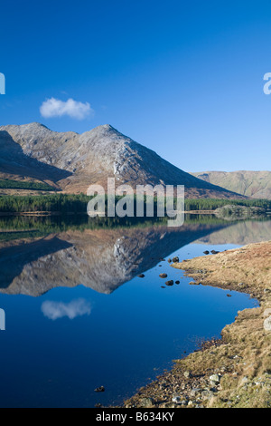 Reflection of the Twelve Bens Mountains in Lough Inagh, Connemara, County Galway, Ireland. Stock Photo