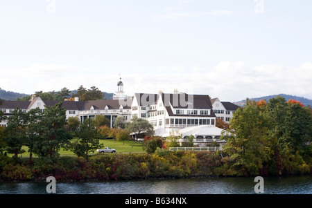 The Sagamore Resort at Bolton Landing New York. Shot from the lake on a beautiful fall day. Stock Photo