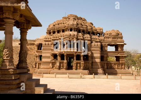 Saas Bahu Temple within the grounds of Man Mandir Palace in Gwalior Fort in Central India Stock Photo