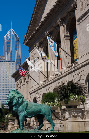 Lion statue in front of a building, Art Institute Of Chicago, Chicago, Illinois, USA Stock Photo