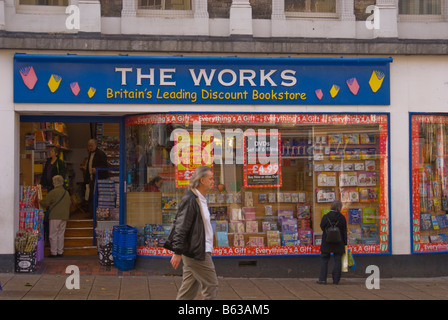 The Works (britains leading discount bookstore) bookshop selling books in Norwich,Norfolk,Uk Stock Photo