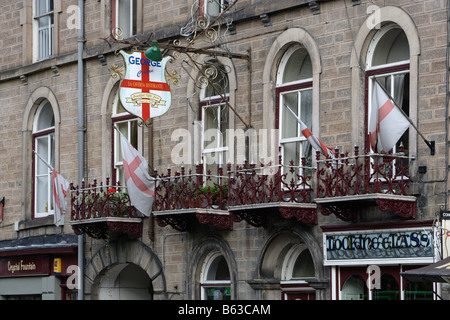 Matlock Bath Town center typical houses Victorian style Derbyshire the Midlands UK United Kingdom Great Britain Stock Photo