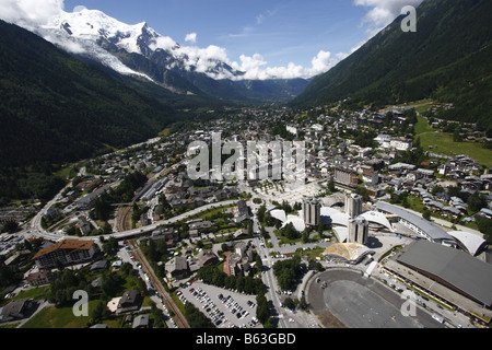 Chamonix aerial view horizontal Stock Photo