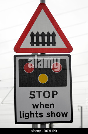 Level crossing sign 28 11 2008 Credit Garry Bowden Stock Photo