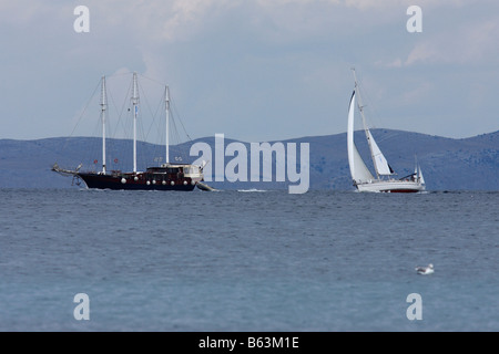 Sailing near Kornati, Croatia. Stock Photo