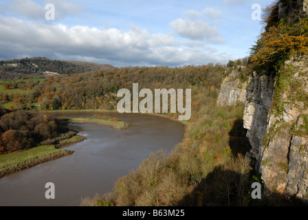 The cliffs of Wintours Leap overlooking the river Wye Stock Photo