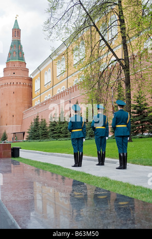 Changing of the Kremlin Guard at the Tomb of the Unknown Soldier in Alexander Gardens, Moscow, Russia Stock Photo